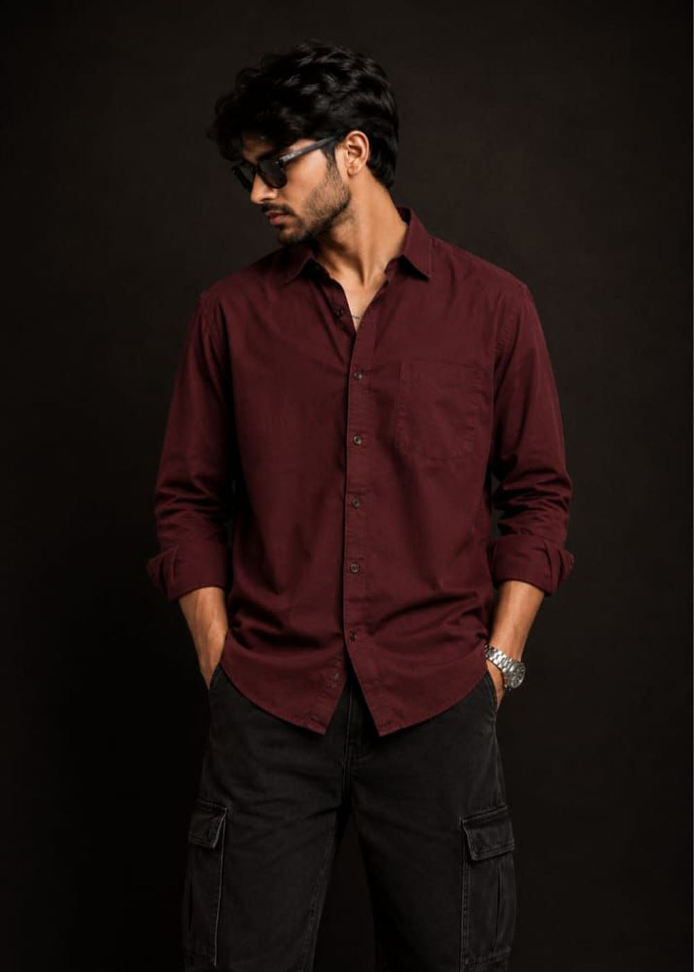 Stretchable Relaxed-Fit Formal Plain Shirt