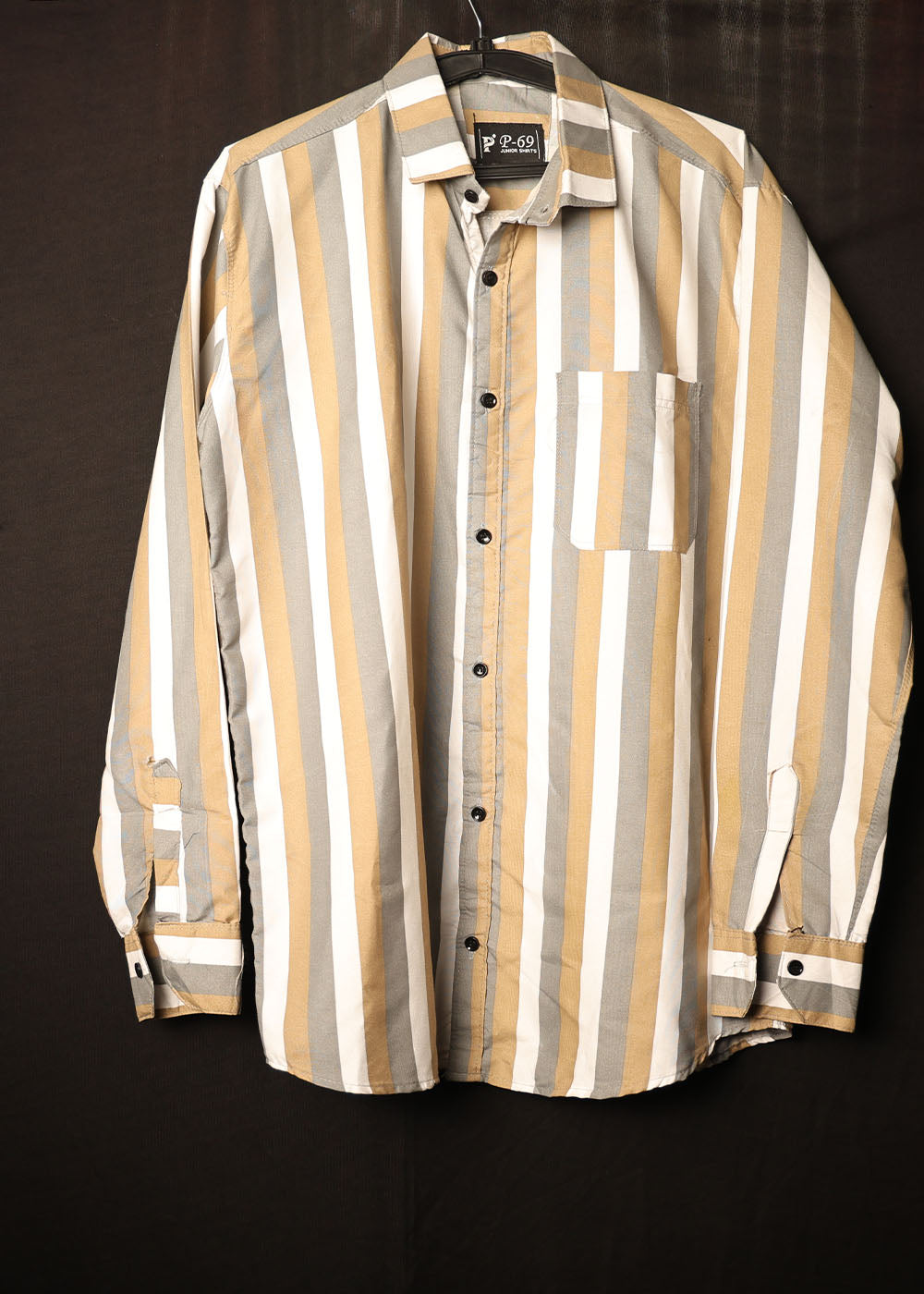 Breathable Cotton Candy-Striped Casual Shirt