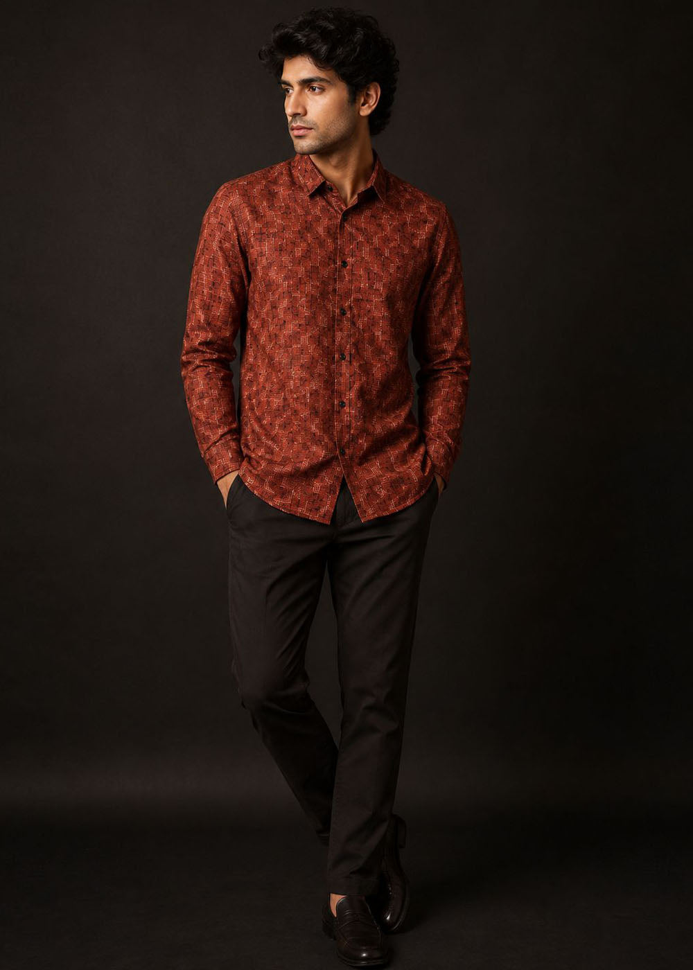 Men's Classic Solid Denim Button-Up